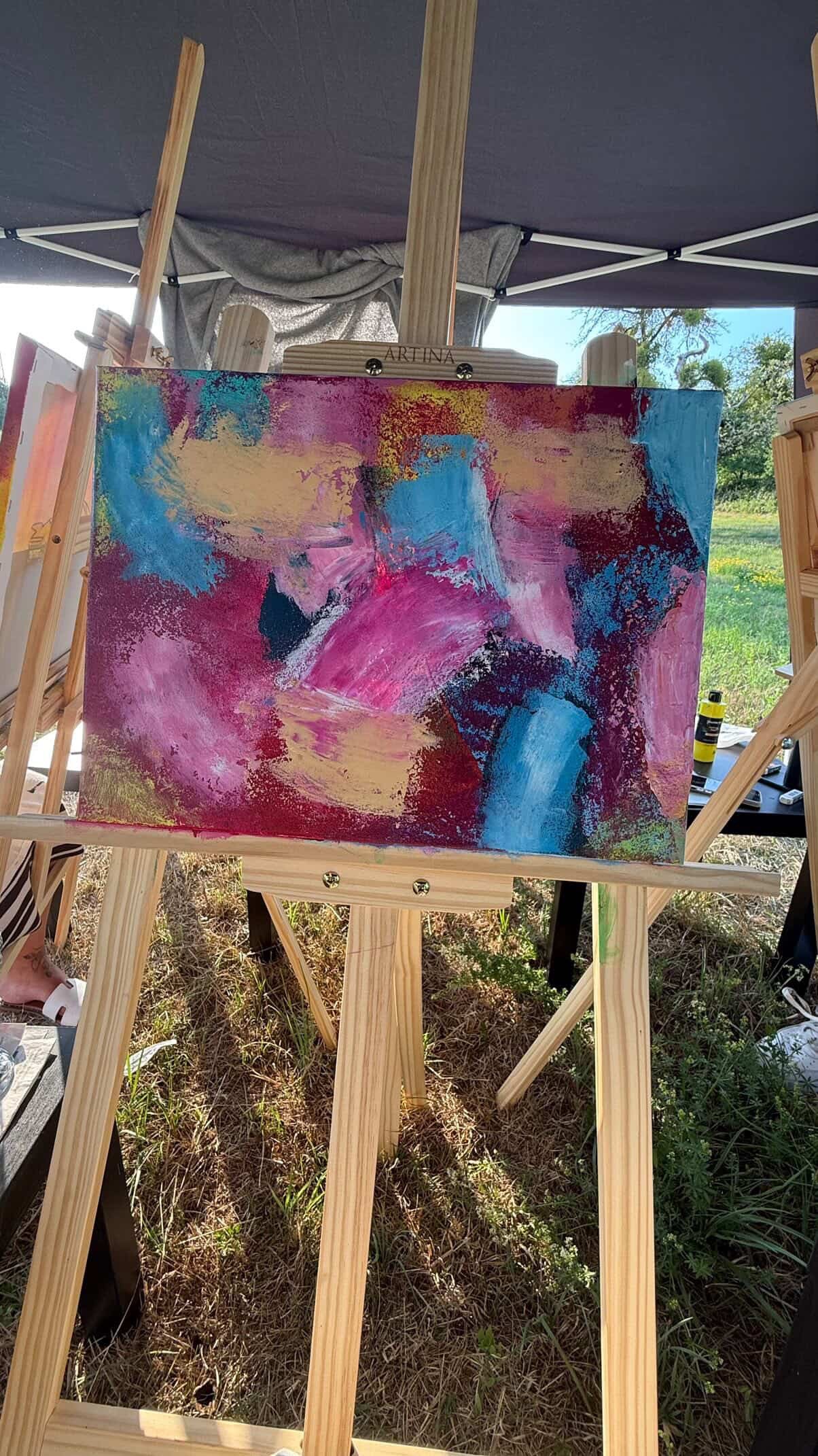 Fertiges Bild — abstrakt in Pink und Blau